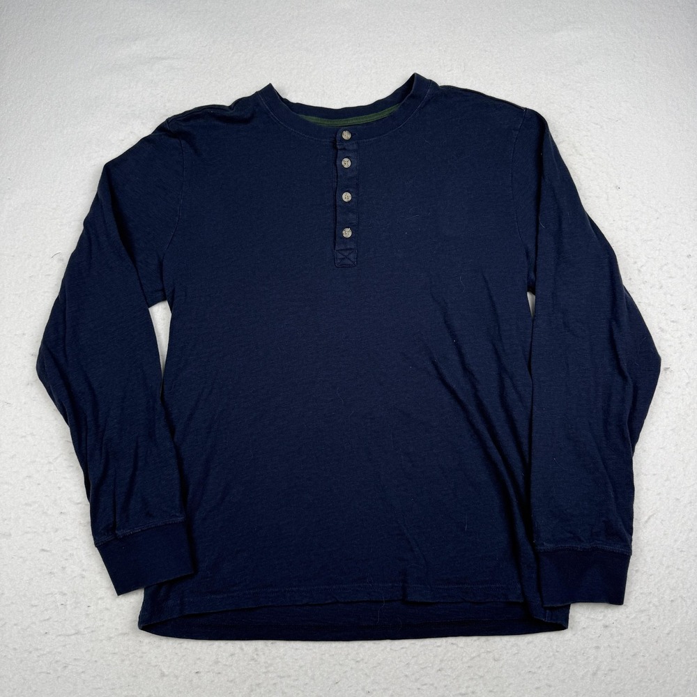 Tecovas Shirt Mens Medium Blue Henley Long Sleeve 100% Cotton Tagless Tee